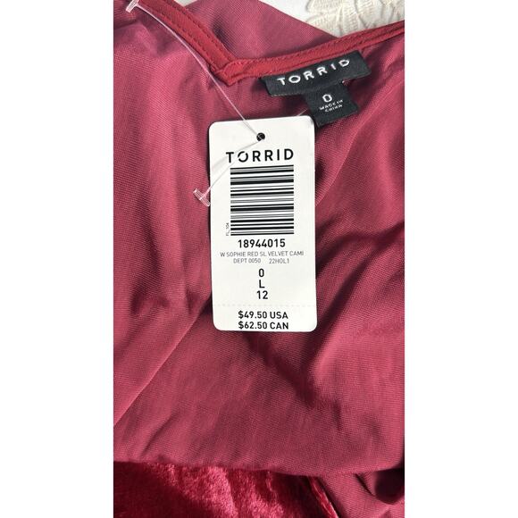 NWT Sophie Red Velvet Cami Jester Red Size 0 - Picture 6 of 8